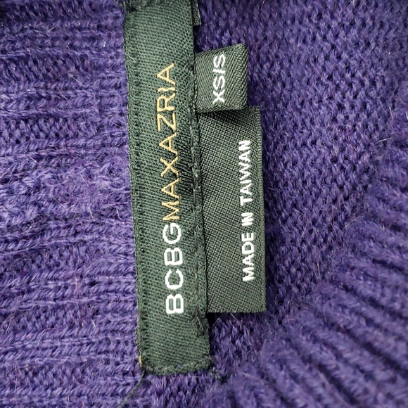 BCBGMAXAZRIA Royal Purple Ribbed Turtleneck Tunic Sweater - Picture 4 of 5